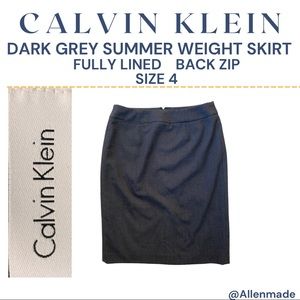 Price ⬇️ Calvin Klein Size 4 Dark Grey Light-weight pencil Skirt Back Zipper